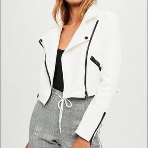 Missguided White Cropped Faux Suede Jacket - 6